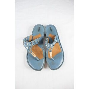 Born Iscar Thong Slide Sandals Women Size 11 Blue Leather Comfort Slides Denim